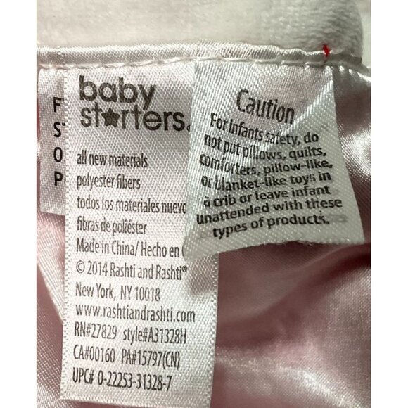 SOCK MONKEY LOVEY SECURITY BLANKET PINK RATTLE PLUSH STUFFED ANIMAL BABY STARTER - Picture 4 of 4